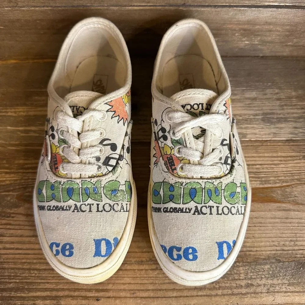Kids Vans Era Eco Theory Canvas Casual Skateboarding Sneakers Shoes Size 2 Y GUC